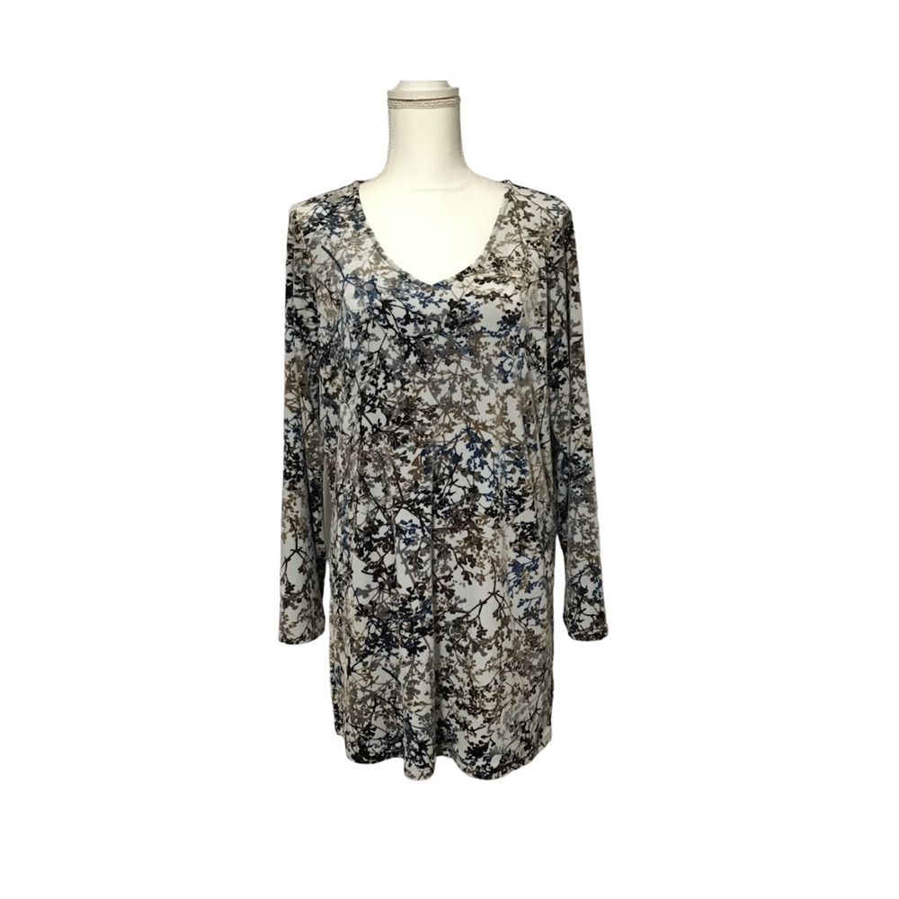 Pure Jill J Jill Tunic Top Womens Medium Zinc Calm Vines Floral Velour Soft